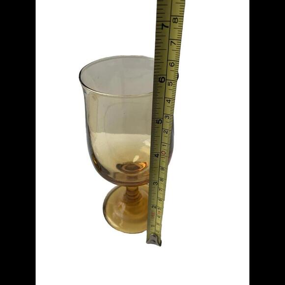 Vintage Pair Of Amber Wine Glass lot of (2) 5 5/8” Tall - Picture 4 of 8